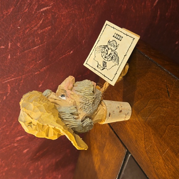 VINTAGE 1990s - CHRIS HAMMACK HAND CARVED SPIT N WHITTLE BOTTLE STOPPER "SKEET" - Picture 5 of 8